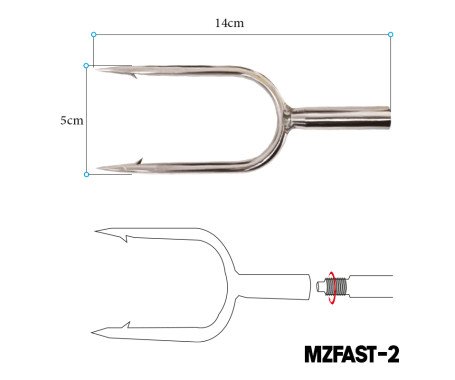 AQUA MARINE - Double Stainless Steel Spearhead - Round Shape